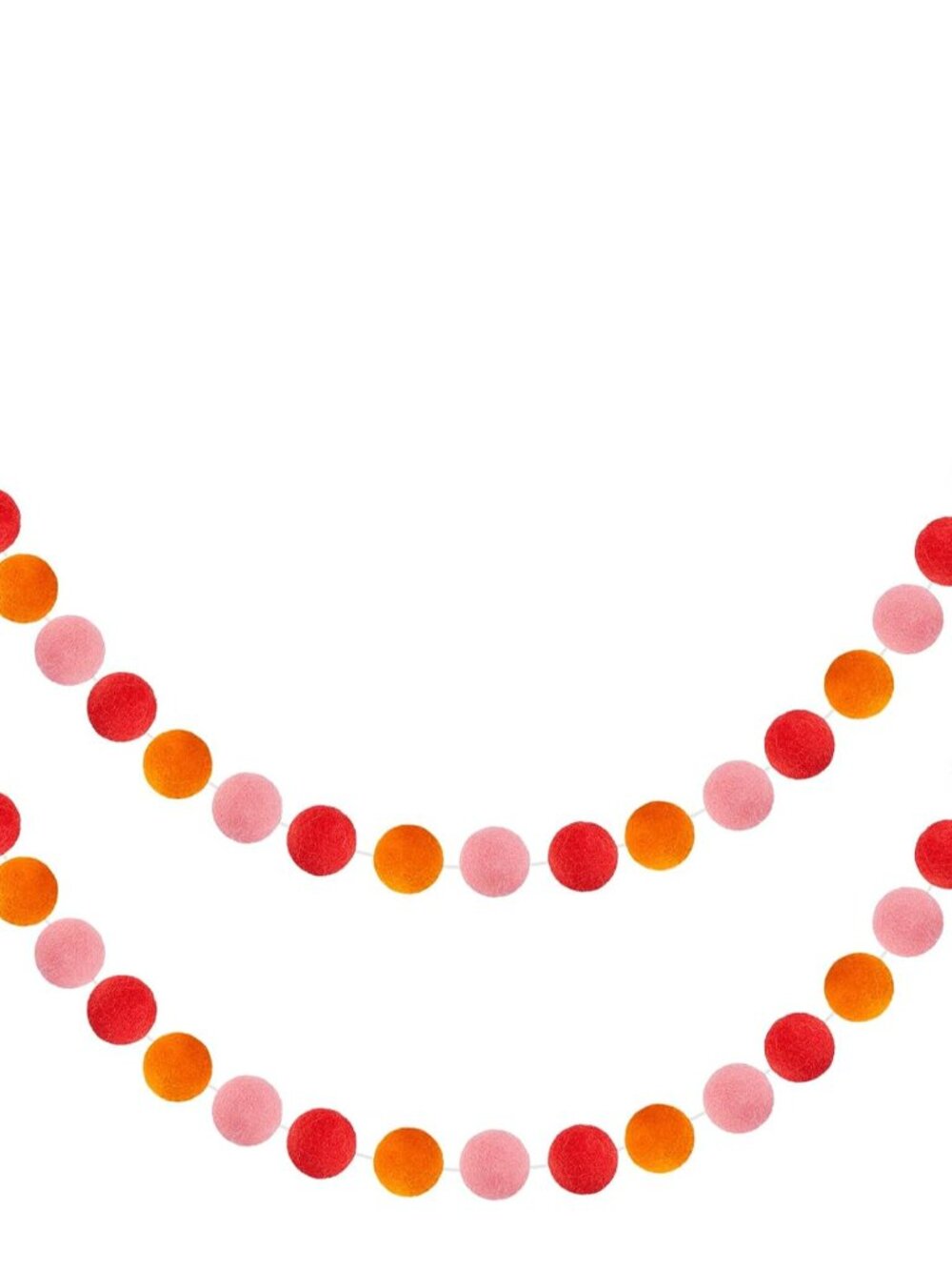 2 Pieces Wool Felt Ball Garland, Hot Pink, Pink, Orange